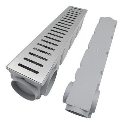 Imagem de Kit 3 Ralos 10x50 Grelha Aberta Inox 304 - Coletor Cinza