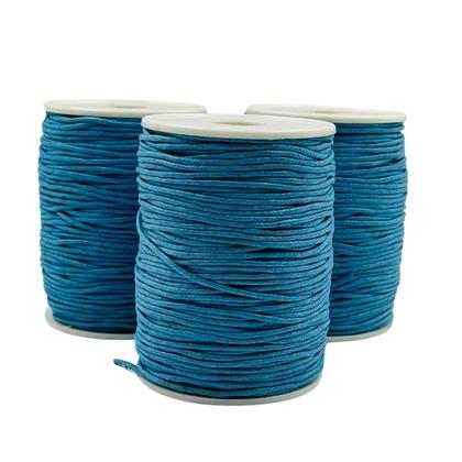 Imagem de Kit 3 Rolos Cordão Fio Encerado Azul Claro 1mm 100 Metros