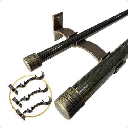 Imagem de Kit 3 Suporte Duplo Comum Perfil Varão Cortina 19.28mm Ilhós Argola Instalação