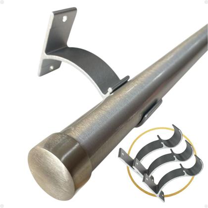 Imagem de Kit 3 Suporte Perfil Invertido Parede Varão Comum Ilhós 19mm Cortina Argola Instalação