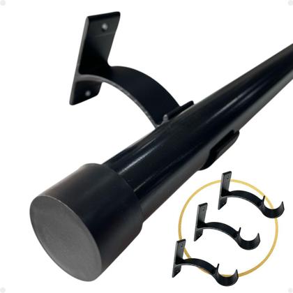 Imagem de Kit 3 Suporte Perfil Invertido Parede Varão Comum Ilhós 19mm Cortina Argola Instalação