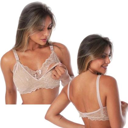 Imagem de Kit 3 Sutiã De Amamentação Feminino Maternidade Pós Parto De Renda Gestante Moda Grávida Abre Fácil