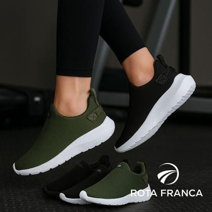 Imagem de Kit 3 Tênis Feminino Slip On Meia Confortável Leve Academia Dia a Dia