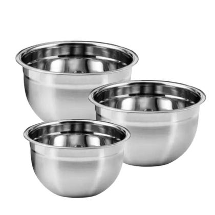 Imagem de Kit 3 Tigelas Bowl de Inox 18, 20 e 22 cm Multiuso Profissional