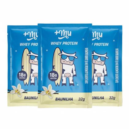 Imagem de Kit 3 whey protein concentrado sache baunilha 20g proteina 37g +mu