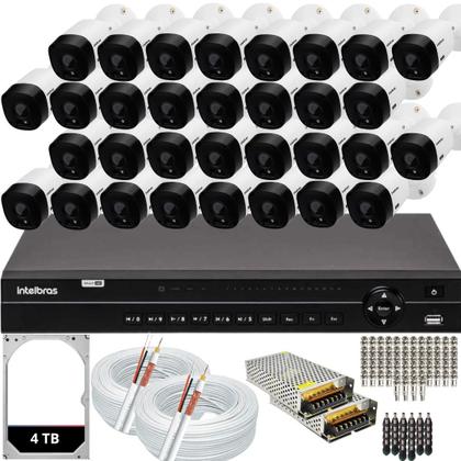 Imagem de Kit 32 Câmeras Segurança Residencial Dvr 1232 Intelbras 4TB