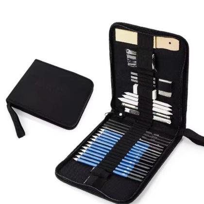 Imagem de Kit 32 Lápis Desenho Profissional Carvao Esboço Sombreado