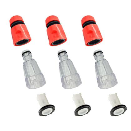 Imagem de Kit 3un Conector com Filtro e Engate Rapido Vermelho Compatível com Lavadora Black&Decker BEPW2200