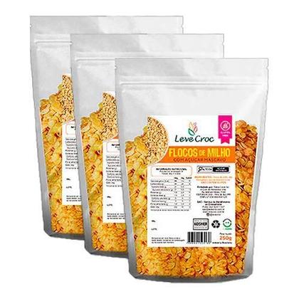Imagem de Kit 3X: Flocos Milho Açúcar Mascavo Sem Glúten Leve Croc
