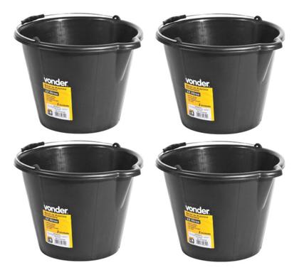 Imagem de Kit 4 Balde De Plástico Extraforte 12 Litros Vonder Obras