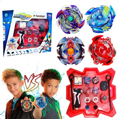 Imagem de Kit 4 Beyblade + 2 Lançadores e Arena De Batalha Completo