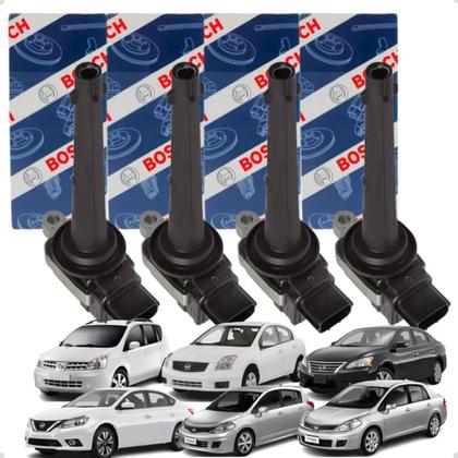 Imagem de Kit 4 Bobina Ignição Bosch Tiida Livina Sentra Versa March