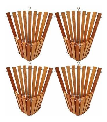 Imagem de Kit 4 Cachepô De Madeira Cônico Tamanho G Para Plantas