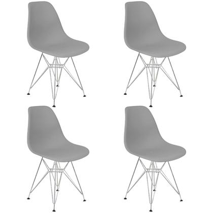Imagem de Kit 4 Cadeiras Charles Eames Eiffel Base Metal Cromado