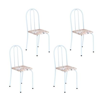 Imagem de Kit 4 Cadeiras Tubular 89x37x42 Cm Ane B Botanic Bege / Branco