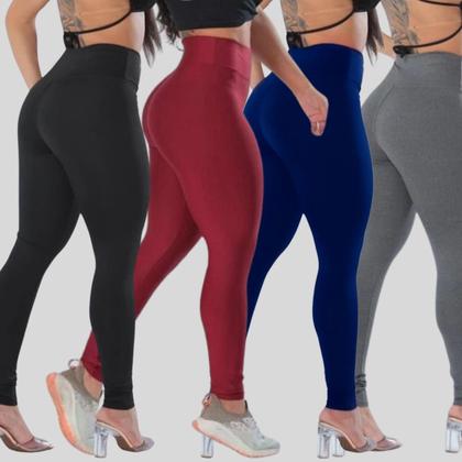 Imagem de Kit 4 Calças Legging Feminina Suplex Academia Cintura Alta