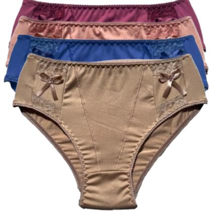 Imagem de Kit 4 Calcinha Feminina Confortável Calçola Lingerie Senhora Cintura Alta Microfibra Langerie