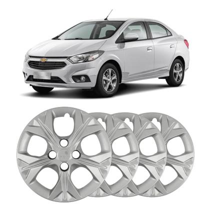 Imagem de Kit 4 Calotas Calota Onix Prisma 2021 Aro 14 Prata Cubo Baixo Grid