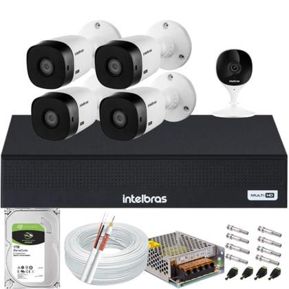 Imagem de Kit 4 Camera de Segurança Intelbras Alta Resolução 1120 Vhl Hd 1tb + 1 Câmera Wifi Full hd Imx
