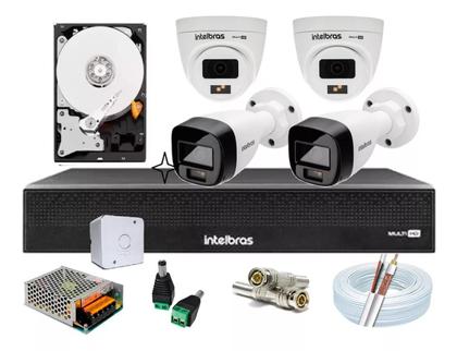 Imagem de Kit 4 Cameras de Seguranca Intelbras 3220 Full Color C/ Audio, Dvr 4ch C/ Hd 500gb