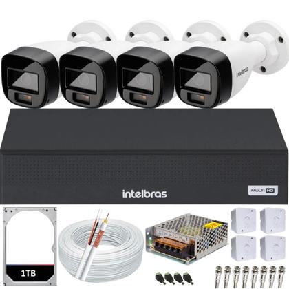 Imagem de Kit 4 Câmeras Intelbras Colorido Noite Dvr 8 Canais Hd 1Tb