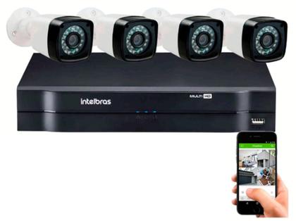 Imagem de Kit 4 Cameras Segurança 1080p Full Hd Dvr Intelbras 4ch S/hd