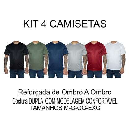 Imagem de kIT 4  Camiseta Masculina Basica Lisa Dry-fit  100 Poliéster PREMIUM Treino Academia Corrida