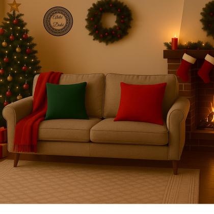 Imagem de Kit 4 Capa Almofada Decoração Natal 42x42 Zíper Sala Quarto