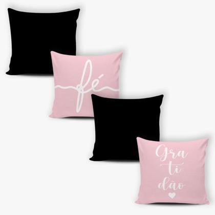 Imagem de Kit 4 Capas de Almofadas Decorativas com Zíper + 4 refil de almofada  42cm X 42cm