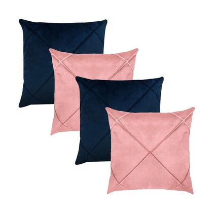 Imagem de Kit 4 Capas para Almofada Drapeada em Veludo Quadrada 60x60 Várias Cores