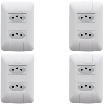 Imagem de Kit 4 Conjunto 2 Tomadas 2P+T 4x2 10A 250V Tramontina Aria