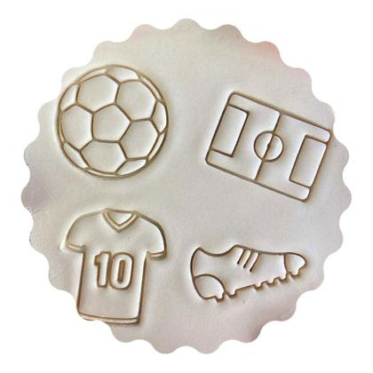 Imagem de Kit 4 Cortadores Futebol Bola Campo Chuteira e Camisa