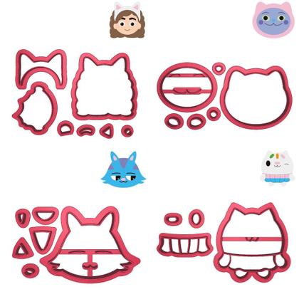 Imagem de Kit 4 Cortadores Gabby Casa Gorro CatHat Dollhouse