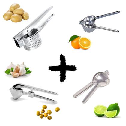 Imagem de Kit 4 Espremedor Alho, Laranja, Batata e Limão em Aluminio