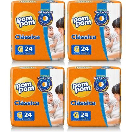 Imagem de KIT 4 Fraldas Pom Pom Clássica Jumbo Tamanho G C/ 24 unidades