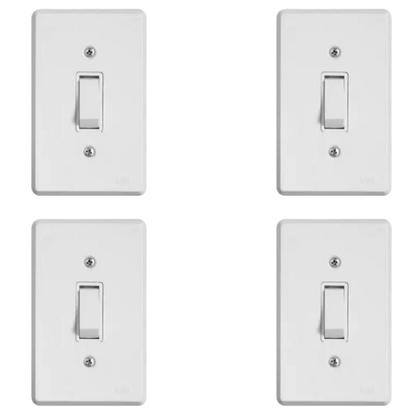 Imagem de Kit 4 Interruptores Paralelos 4x2 Placa Pratika 6A 250V Elétrica Obra Luz Residencial Instalação