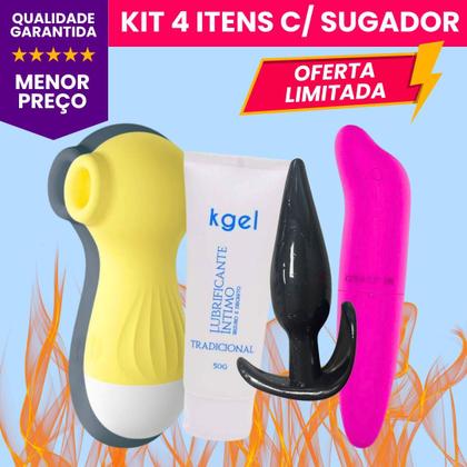 Imagem de KIT 4 Itens Sugador de Clítoris e Mamilos Recarregável 10 Velocidades de Vibrações - Estimulador clitoriano SEXSHOP