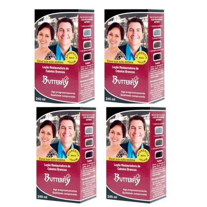 Imagem de Kit 4 Loção Restauradora Cabelos Brancos 240Ml - Butterfly
