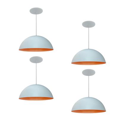 Imagem de Kit 4 Luminária Pendente Meia Lua 34cm Com Interior Laranja Com Fiação 110/220v