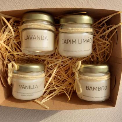 Imagem de Kit 4 Mini Vela Aromática Lavanda Capim Limão Vanilla Jasmim