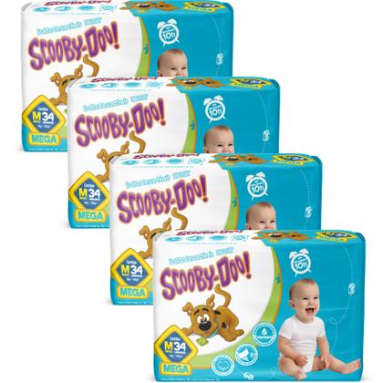 Imagem de Kit 4 PCT Fralda Descartável Scooby Doo Mega