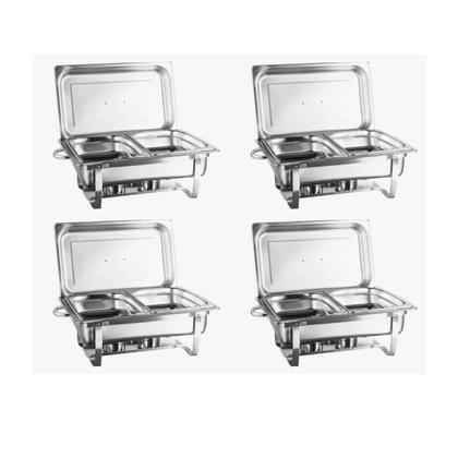 Imagem de KIT 4 Rechaud Buffet Inox 9L 3 Cubas 1/3 Profissional