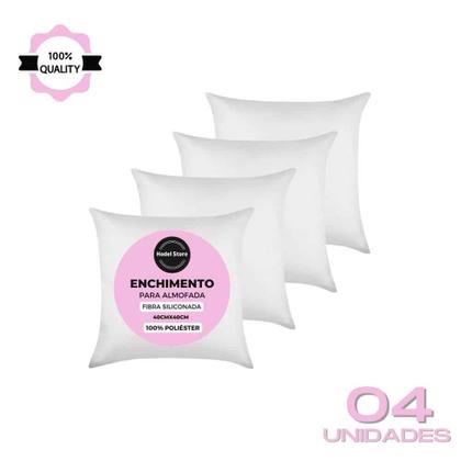 Imagem de Kit 4 Refil Enchimento 40X40 Almofada Fibra Siliconada 250G