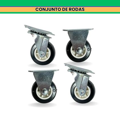 Imagem de Kit 4 Rodinhas Giratórias Resistentes Rodas 1,5 Polegadas Com Trava