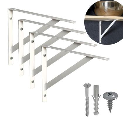 Imagem de Kit 4 Suportes Mão Francesa para Prateleira 30 cm  + kit Instalação