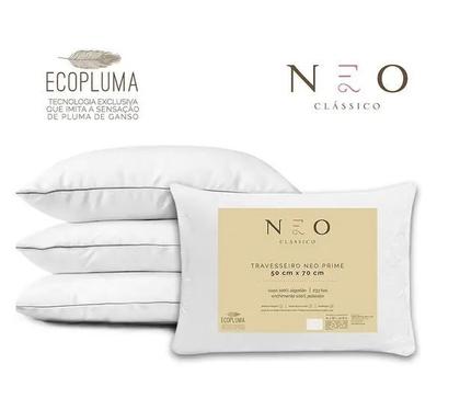 Imagem de Kit 4 Travesseiro Neo Prime Ecopluma Percal 233 Fios Camesa 50x70cm