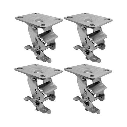 Imagem de Kit 4 un suporte garfo giratório freio 5 pol p/ rodízio