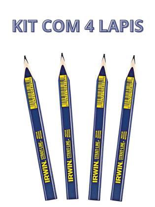 Imagem de Kit 4 Unidades Lápis Pedreiro Carpinteiro Marceneiro Irwin Azul