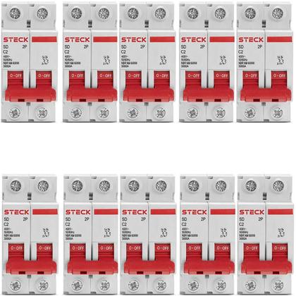 Imagem de Kit 40 Disjuntor Steck 50A Curva C SDD62C50 2 polos 3ka