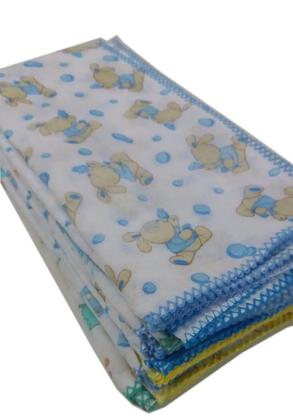 Imagem de Kit 40 Fraldas De Pano Estampada Algodão com crochê Menino